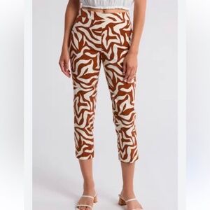 Spanx On The Go Animal Print Crop Pants, Clay and Off White
